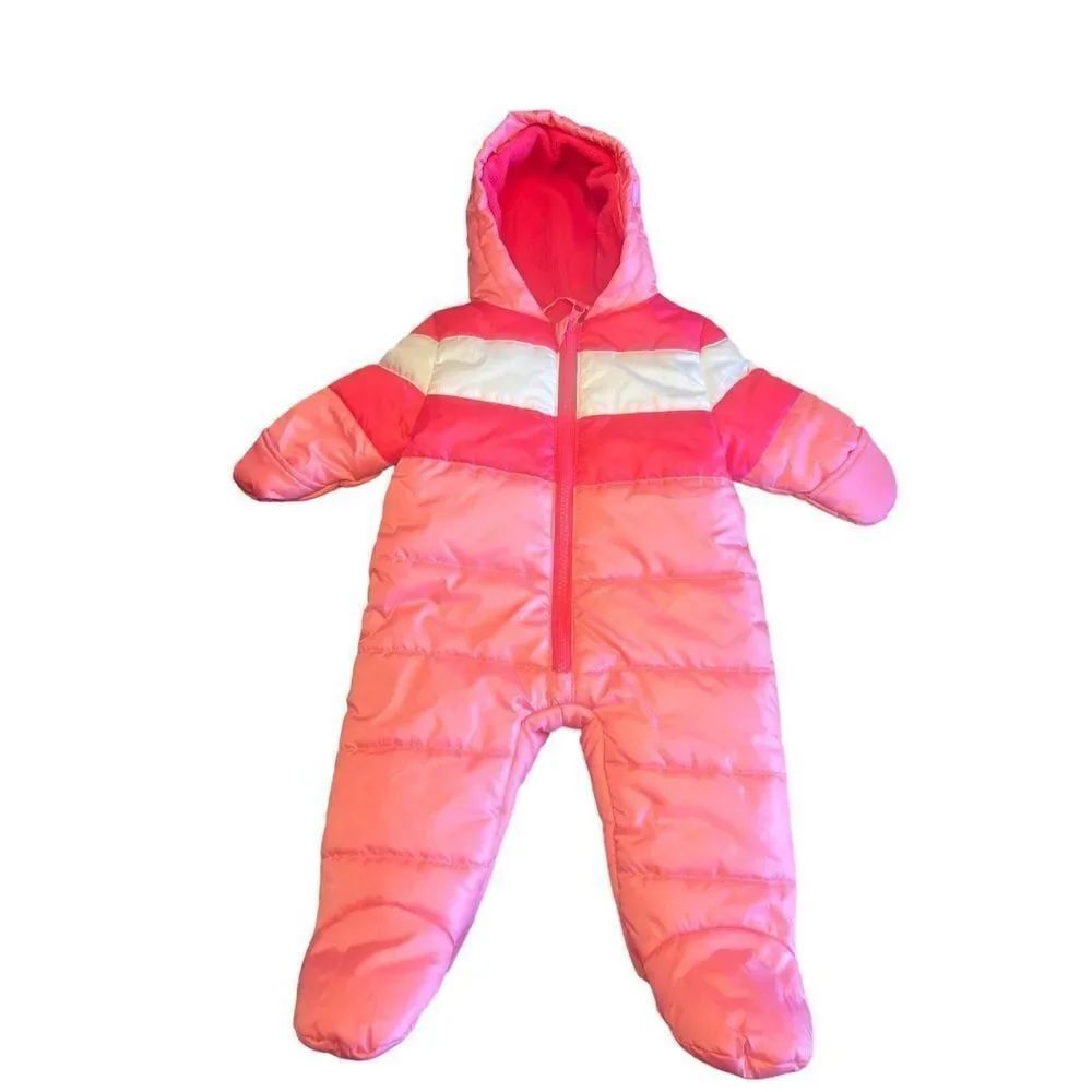 Rothschild baby girl pink colorblock zipper prams one piece snowsuit 3/6 months